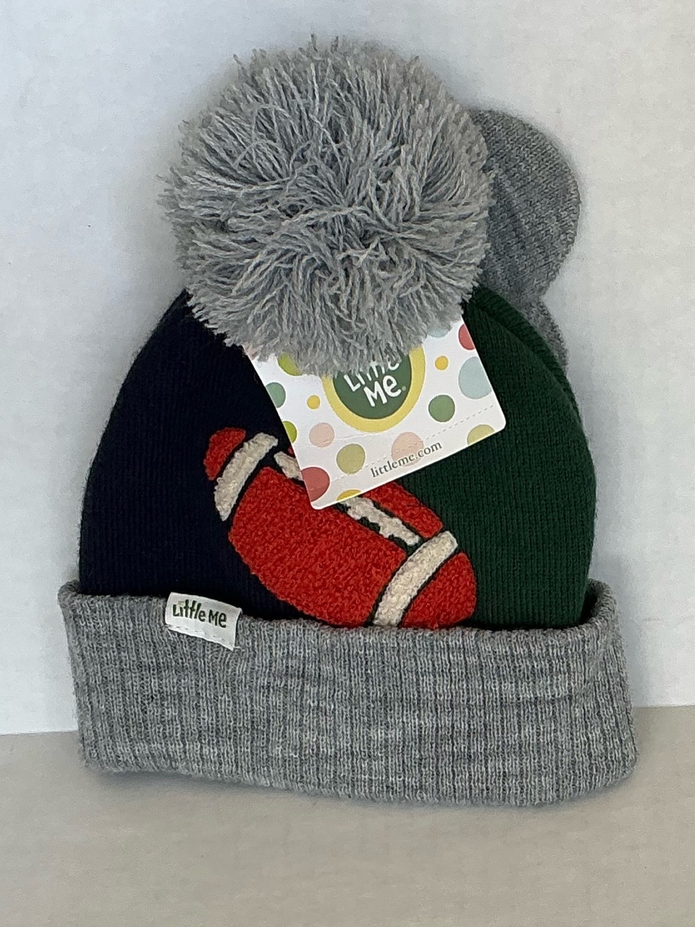 Little Me Football Knit Hat/Mittens Bundle